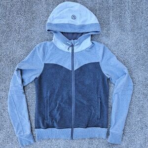 Lululemon Bliss Break Zip Hoodie Heathered Gray Color Block Sweatshirt Size 8